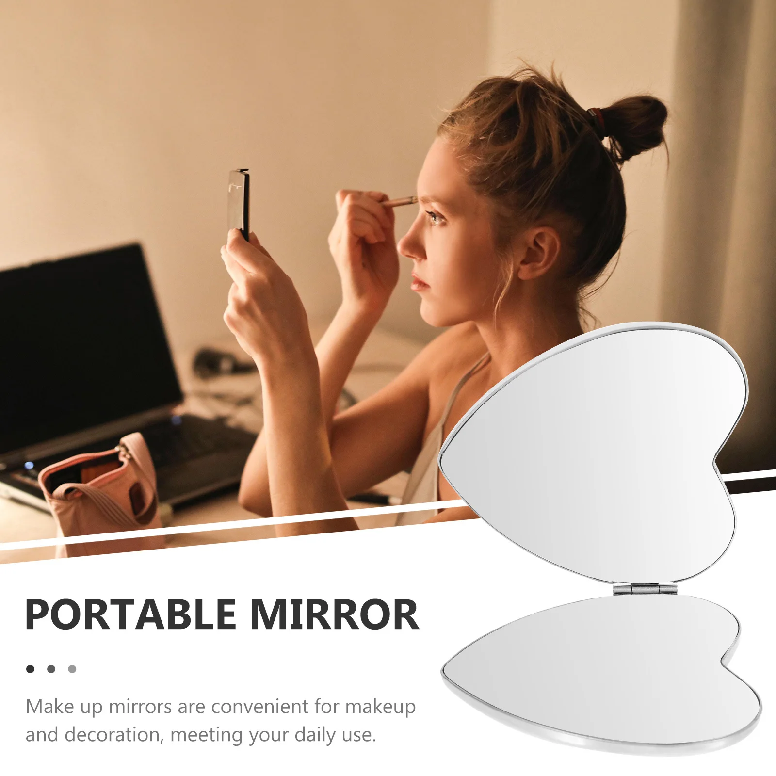 

Double Sided Heart Shape Folding Mirror Compact Portable Mirror for Travel School Home Makeup Touch Up
