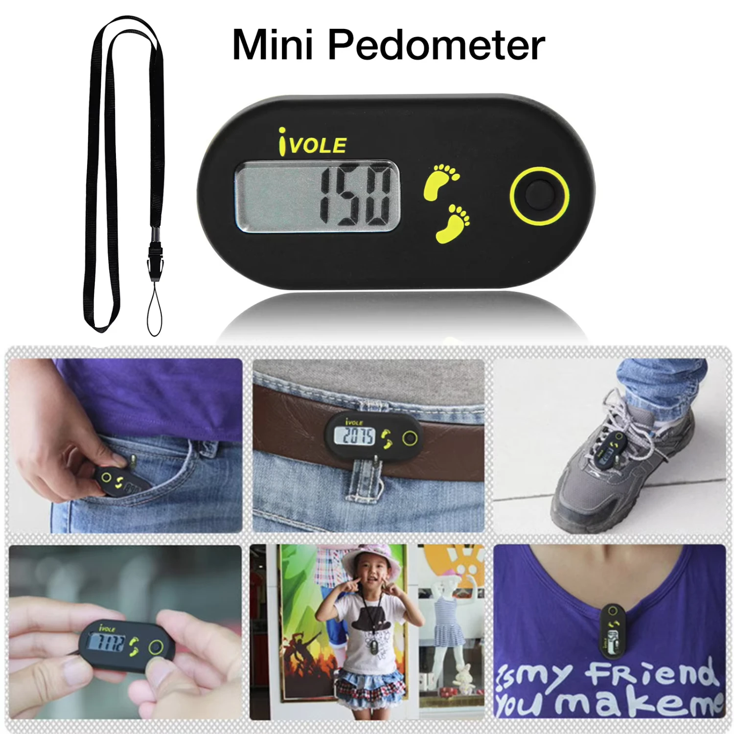 Mini Pedometer With Clip Portable Walking Pedometer Liquid Crystal Display Calorie Counter  Fitness Outdoor Sport Equipment Abs