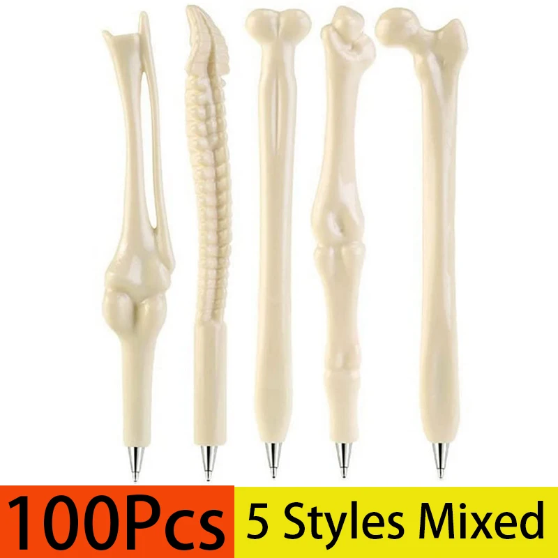 100Pcs Bone Pens Skeleton Finger Ballpoint Pen for Doctor Nurses Kid Present Party Favor Halloween School Office Party