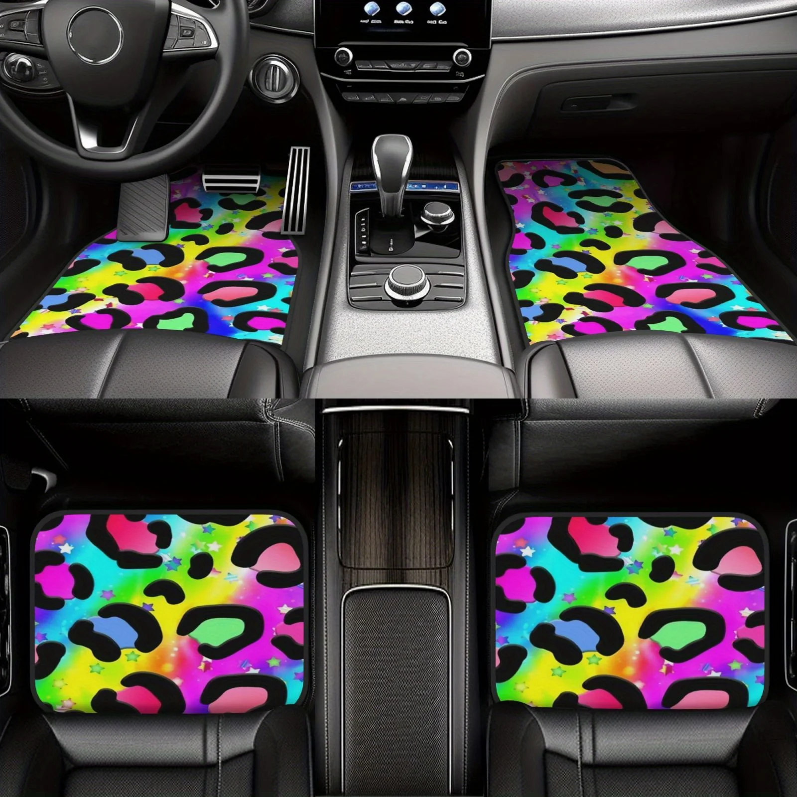 4pcs Universal Car Mats- High-Density - Stylish Prints- All-Season- Easy Installation& Washable