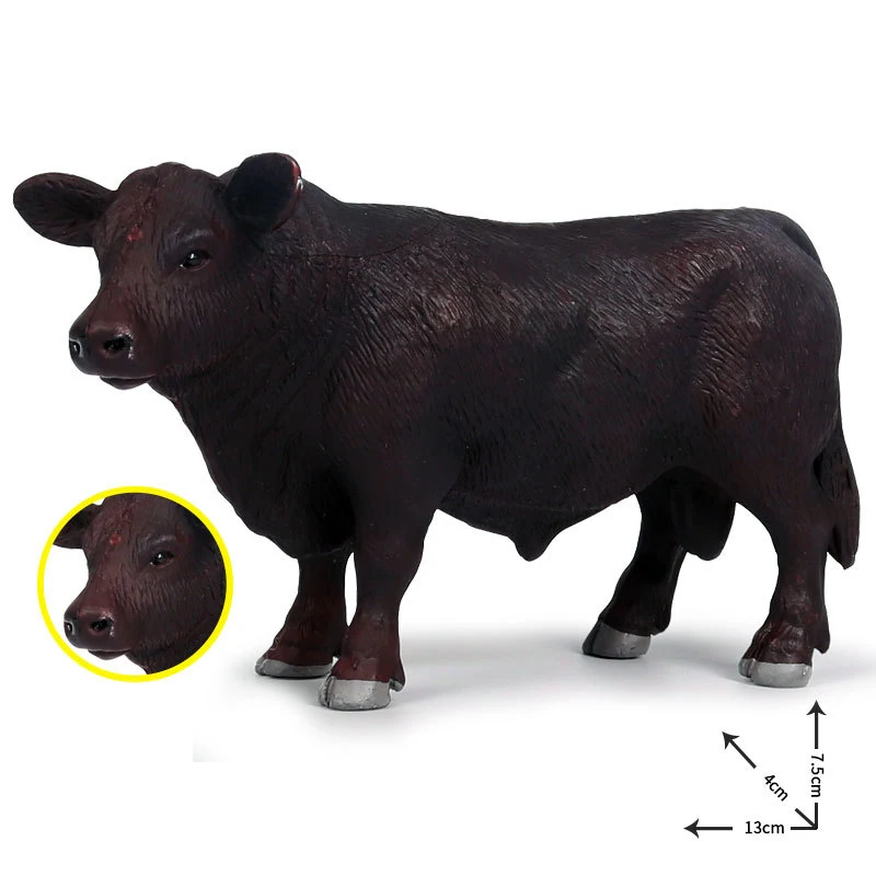 Simulazione in PVC Animali di bestiame Action Figures Collezione di modelli statici carini Modello di mucca nera Giocattoli per bambini