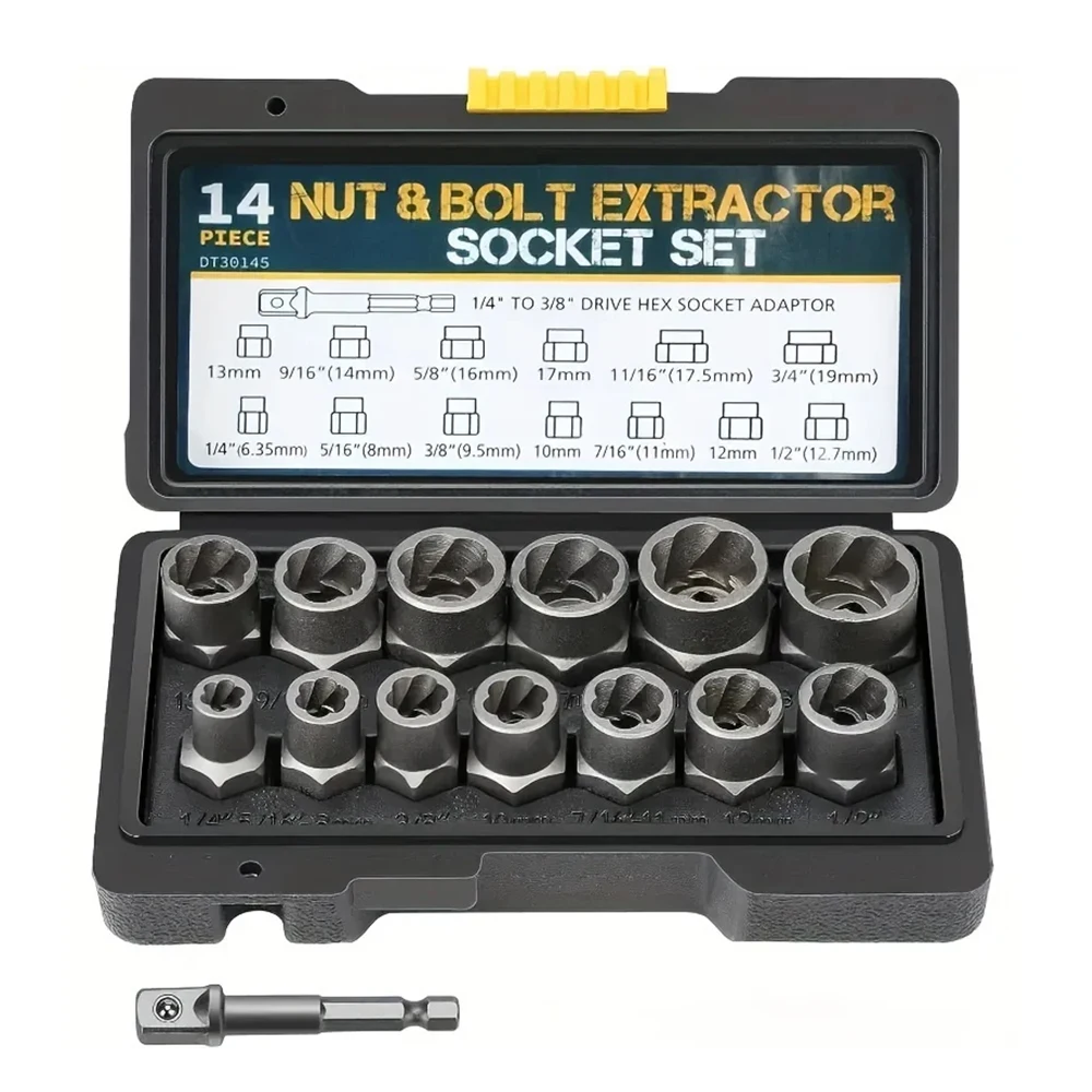 

14 Pcs Nut Extractor Anti Tooth Sleeve Sliding Tooth Sleeve Screw Damaged Extractor Car Accessories Tools