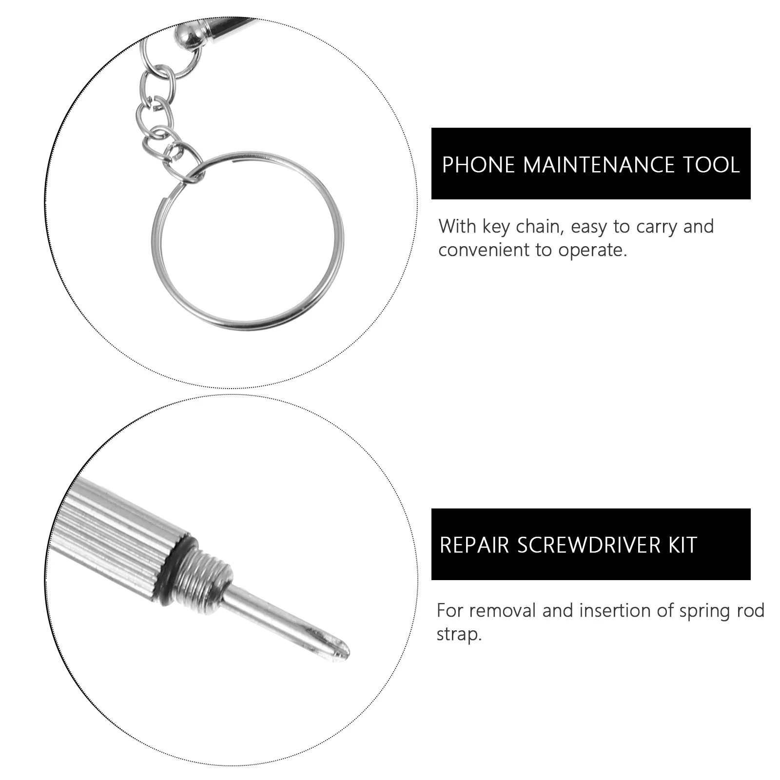 

6pcs Screwdriver Repair Tool Phone Maintenance Watchmakers Portable Flat Spring Rod Removal Key Chain