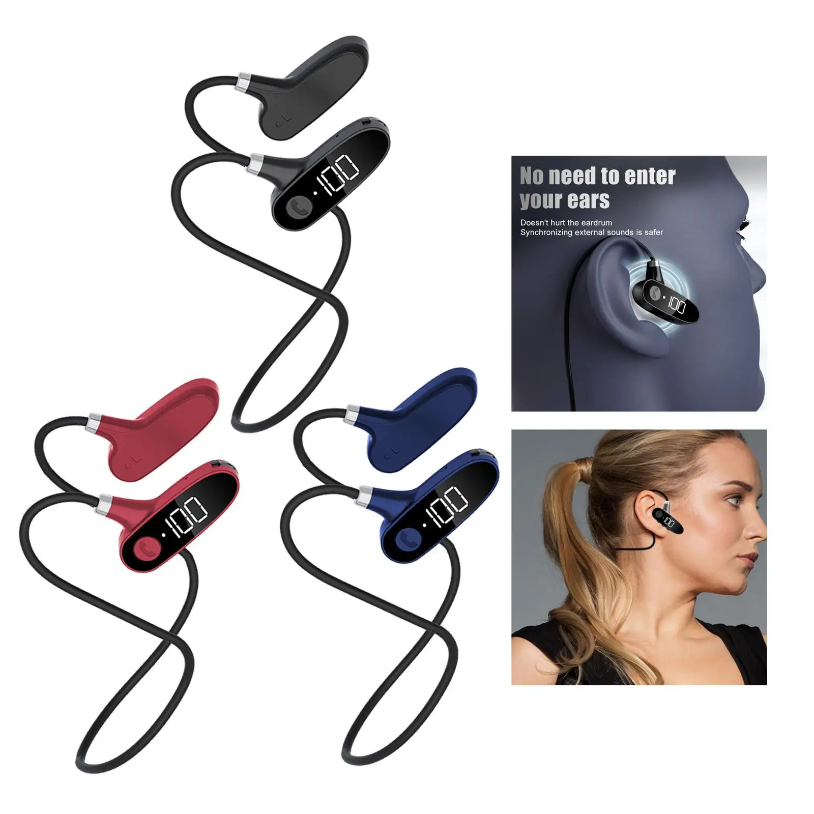 Running Wireless Headphs Bluetooth B Conduction Headsets Built-In Mic