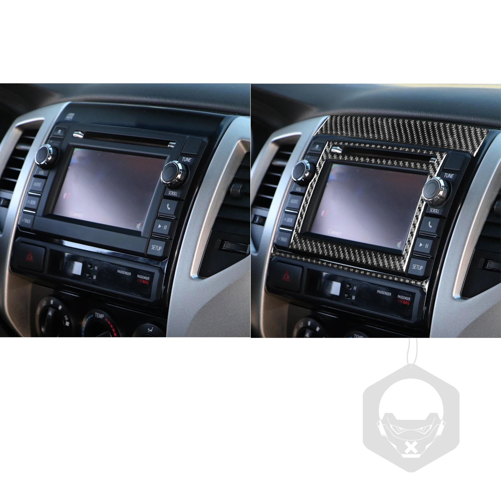 For Toyota Tacoma 2013 2014 Real Carbon Fiber Car Sticker 4 pieces Center Control Display Frame Cover Trim Interior Accessories