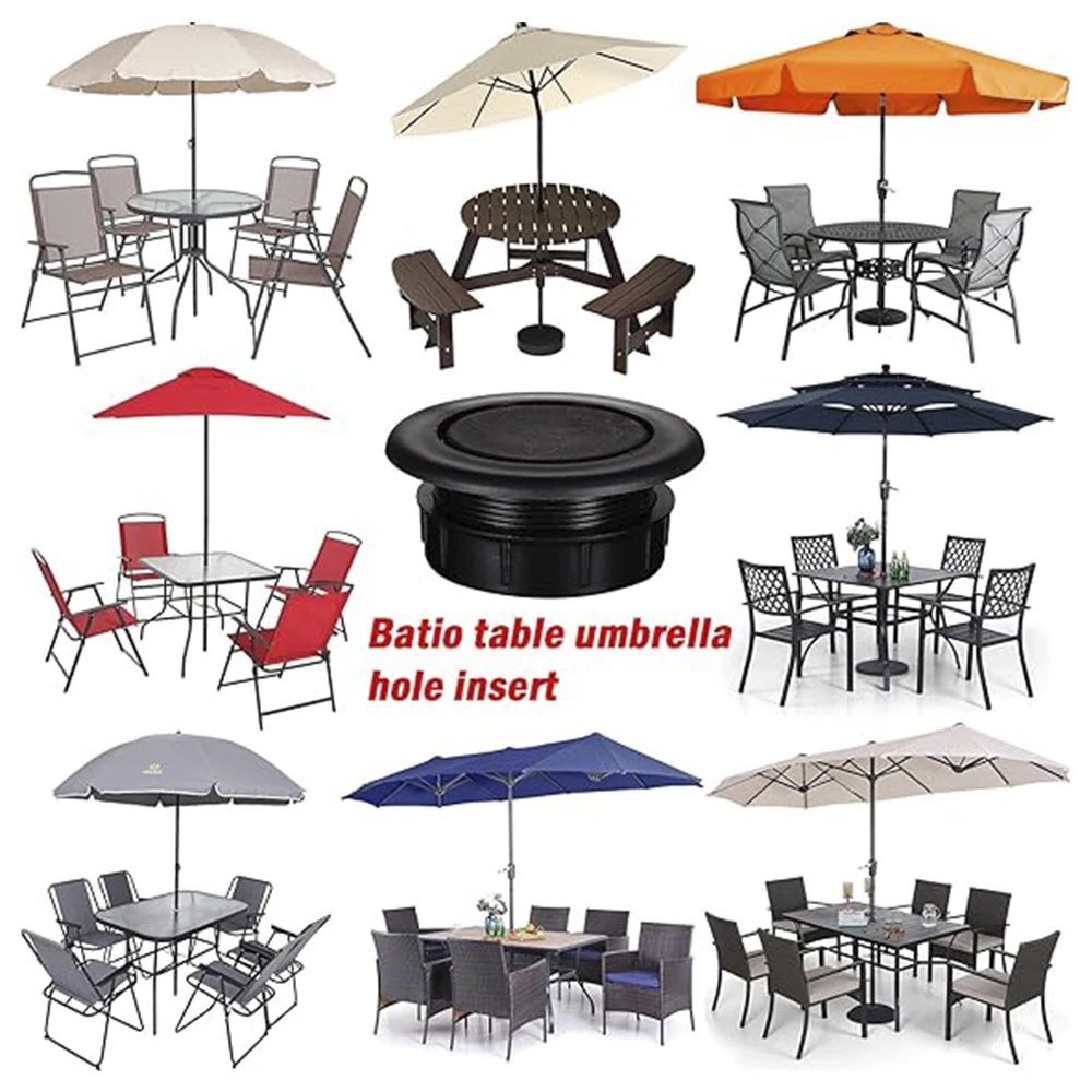

1 Set ABS Umbrella Hole Ring Plug and Cap Set Garden Umbrellas Hole Ring for 1.63inch Umbrella Poles for Coffee Shop, Bar, Yard