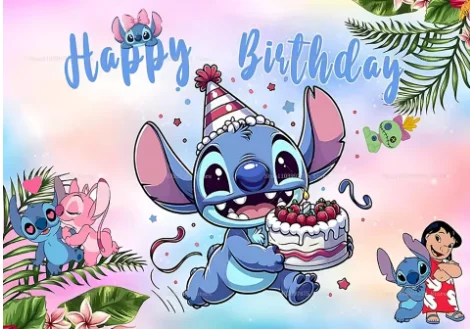 릴로 & 스티치 파티 배경 어린이 생일 장식 사진 배경 베이비 샤워 초상화 배너 사진 부스 소품