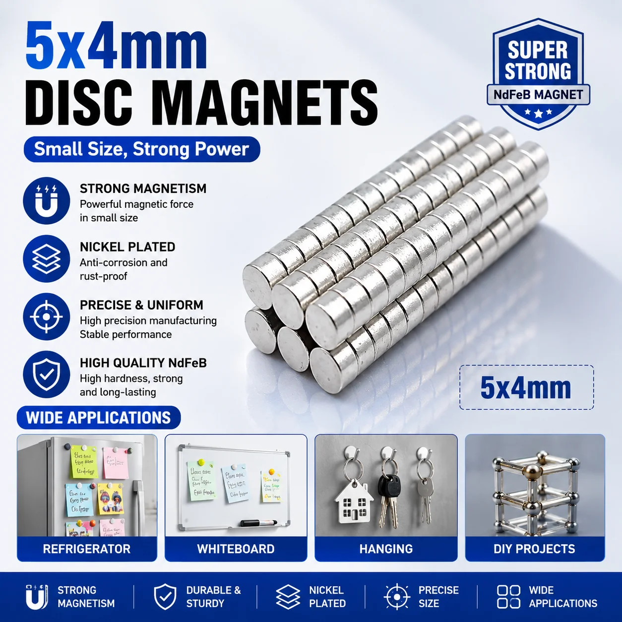 20/50PCS 3X1MM 5X4MM Ultra Thin Disc Magnets Cylinder Magnets For Electronic Components DIY Repairs Models Precision Projects
