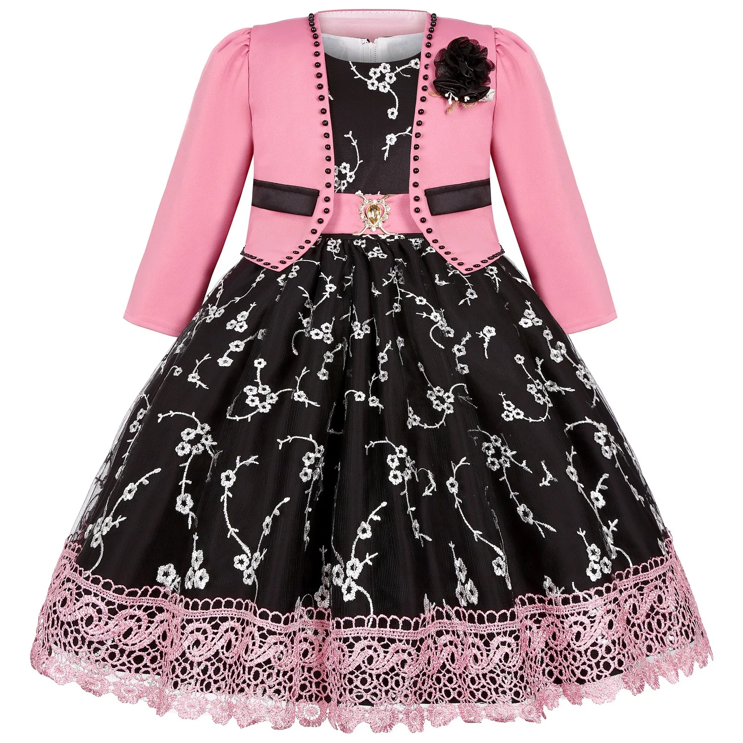 

Girls Elegant Dresses Girls Princess Dress Flower Embroidery Luxury Gown Kids Piano Performance Dress Weddings Birthday Dress