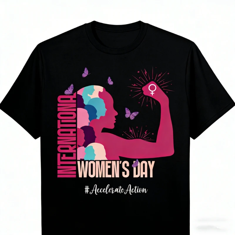 International Women'S Day 2026 Give To Gain 8 March Tee Hipster Street Fashion Printed T-Shirt Tops Casual Style Short-sleev