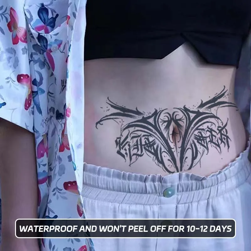 Temporary Tattoo Stickers Waterproof Sexy Succubus Ladies Fake Tattoo Waist Abdomen Sticker Simulated Tattoo Color