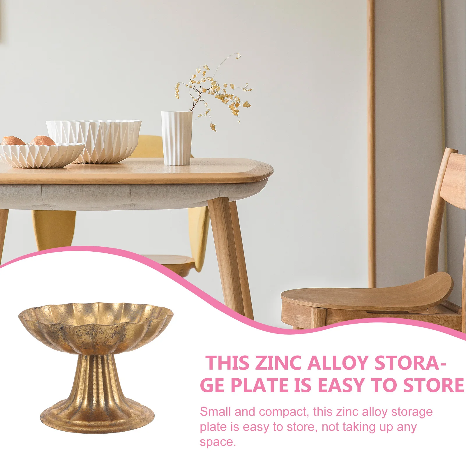 

Buddhist Offering Plate Metal Temple Fruit Tray Zinc Alloy Decor For Altar Meditation Yoga Space Home Decor Gift