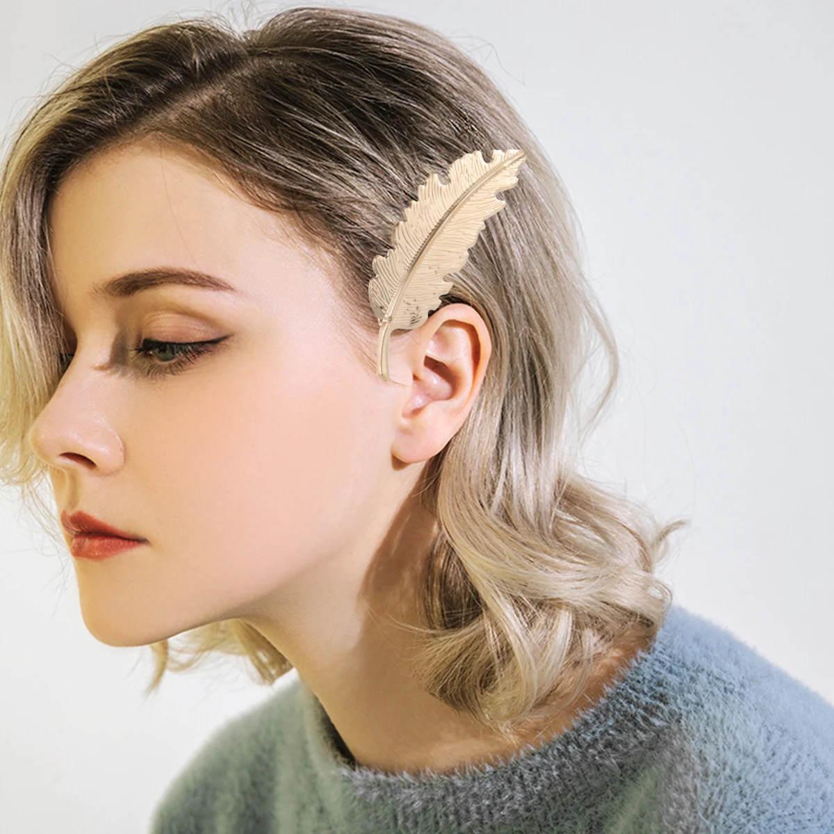 

2Pcs Hairpin Golden Silver 10x28cm Simple Practical Design Easy to Use for Women Girls Leaf Hair Clip Women Hair Pin