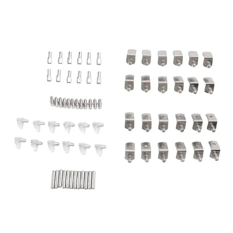 

ETRT 72 шт. комплект опорных колец для полок, 6 стилей штифтов для полок, никелированные колышки для полок шкафа для полок, колышки для книжных шкафов