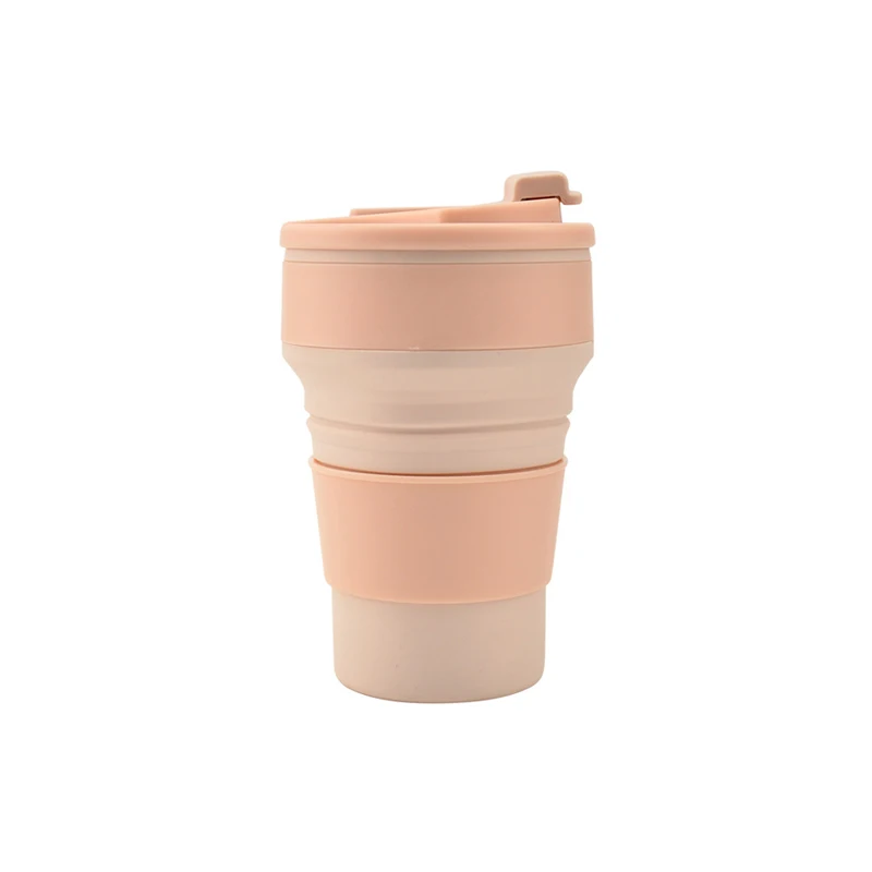 12 oz wieder verwendbare Silikon-Falt becher mit Deckel für Camping 350ml 500ml tragbare Klapp kaffeetassen für Reisen