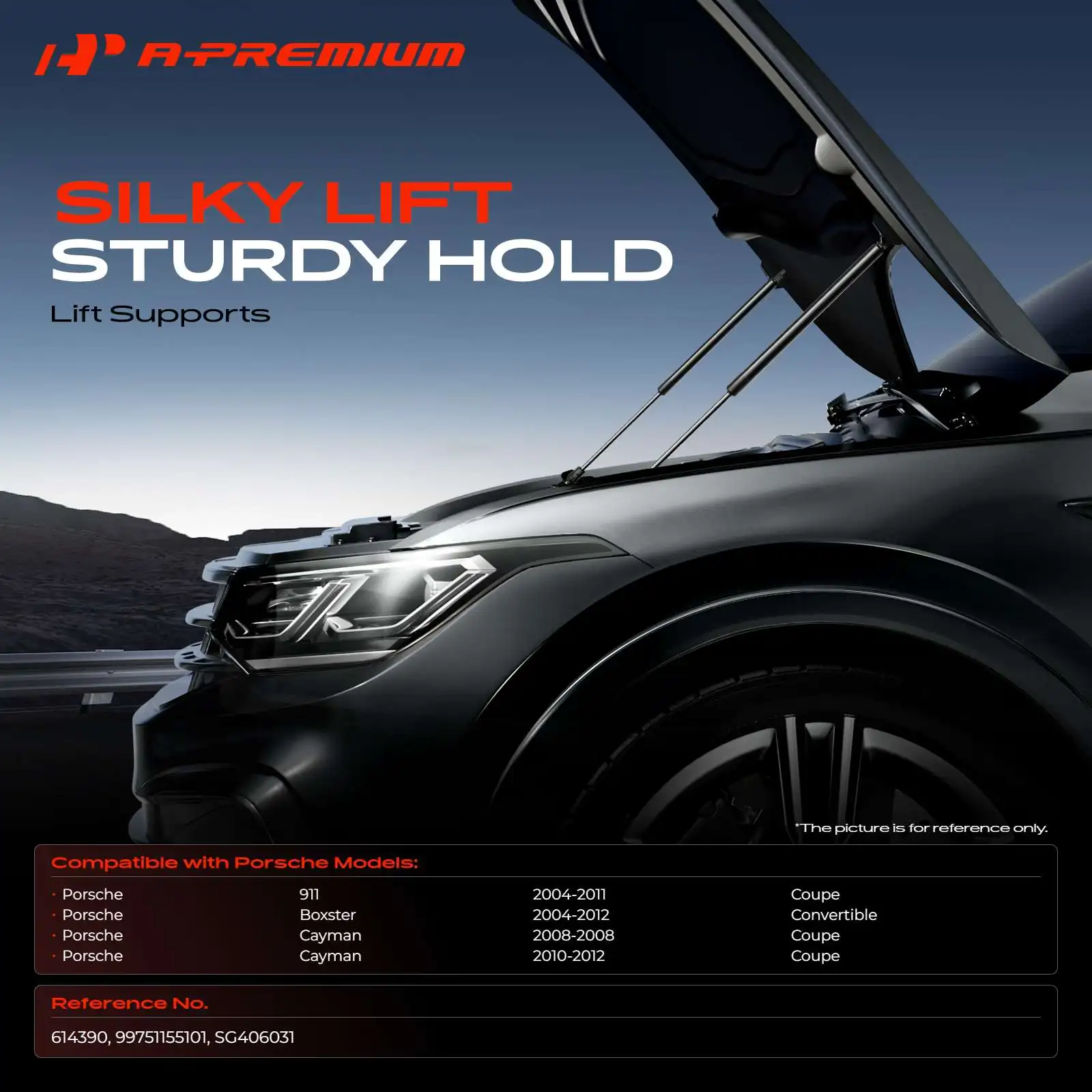 A-Premium 2Pcs Front Hood or Trunk Lift Supports Shocks Struts for Porsche Boxster 2004-2012 Cayman 2010-2012 911 2004-2011