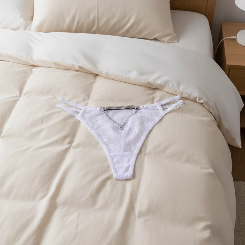 Atmungsaktive, tief sitzende Spitzenblumen-Tangas, nahtlose Unterhosen, Bikini-Slips, dünne Spitzen-T-Back-Höschen für den täglichen Gebrauch. – Detail 8