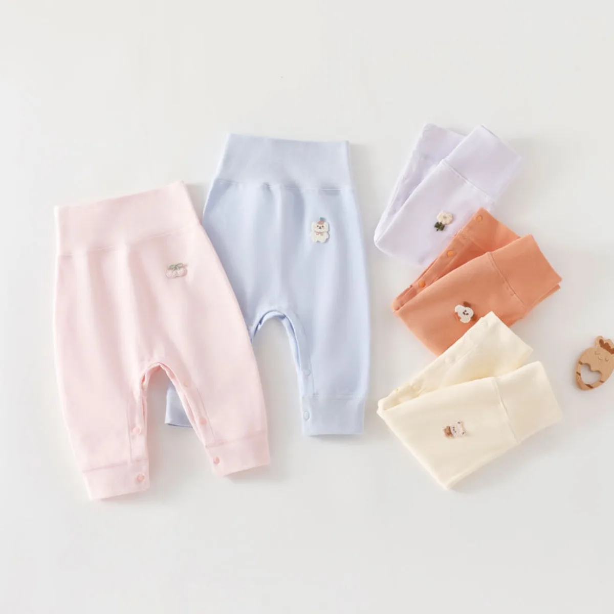 Soft Cotton Baby High Waist Pants Tummy Protection Harem Trousers Infant Loose Fit Bottoms for Boys Girls 6-24M Spring Fall Wear
