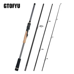 1.98m 2.1m Lure Rod Travel Fishing Rod 4 Section 100% Hight Carbon 4-25g Power Spinning Casting Rod Ultra-Short Portable