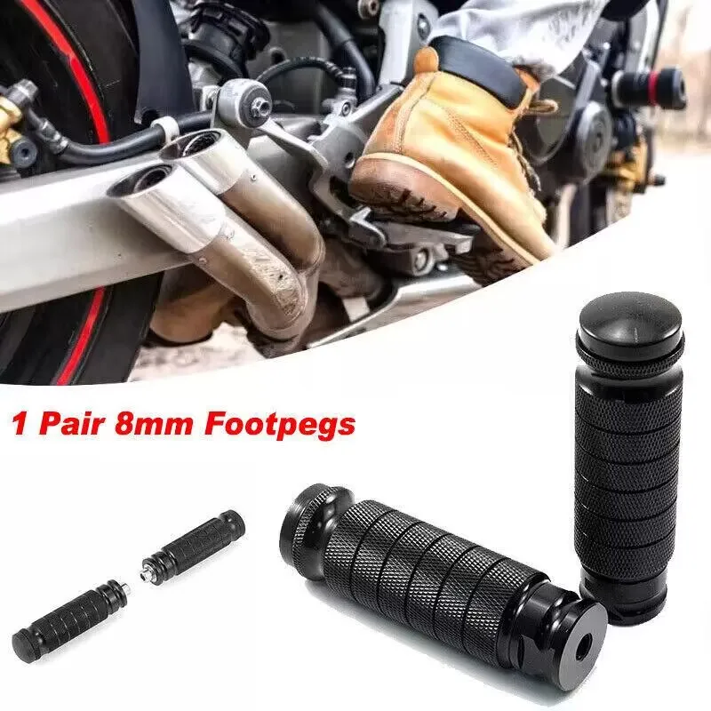 2x CNC Universal Racing Motorcycle Footrest Foot Pegs Pedal Foot Rear Set Black