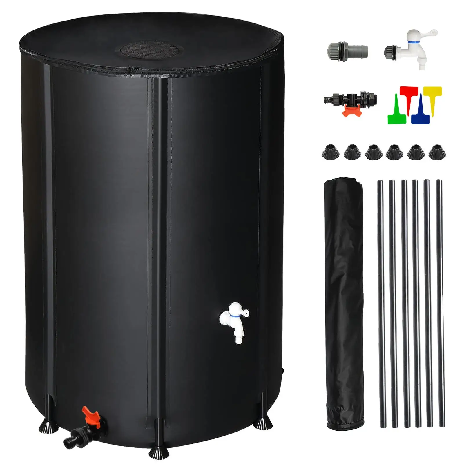 100 Gallon Collapsible Black Rain Barrel Water Collector - Eco-Friendly Water Storage Solution