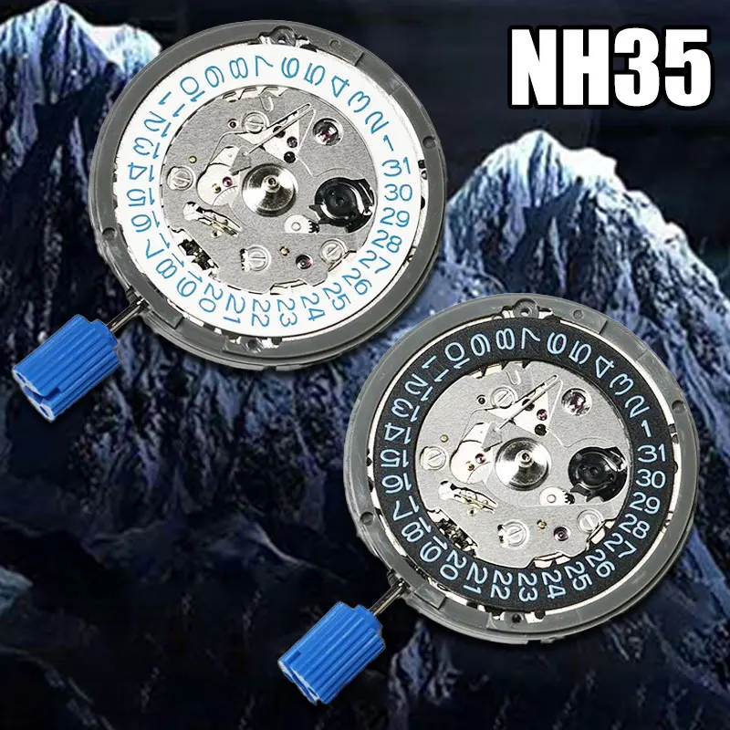 

Оригинальный механизм Nh35, заводная головка At3.8 3 6 Nh35A с черной датой, автоматические механические часы, циферблат, моды, аксессуары для часового механизма