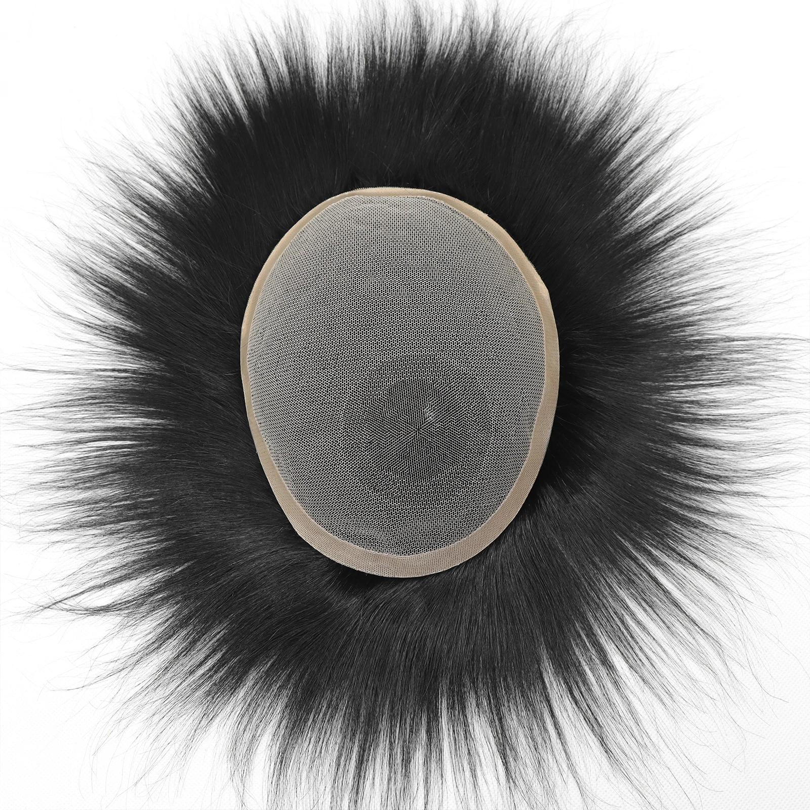 

Невидимый парик для мужчин из натуральных волос с дышащей кружевной и NPU-основой # Система замещения волос 1B: Протез для волос