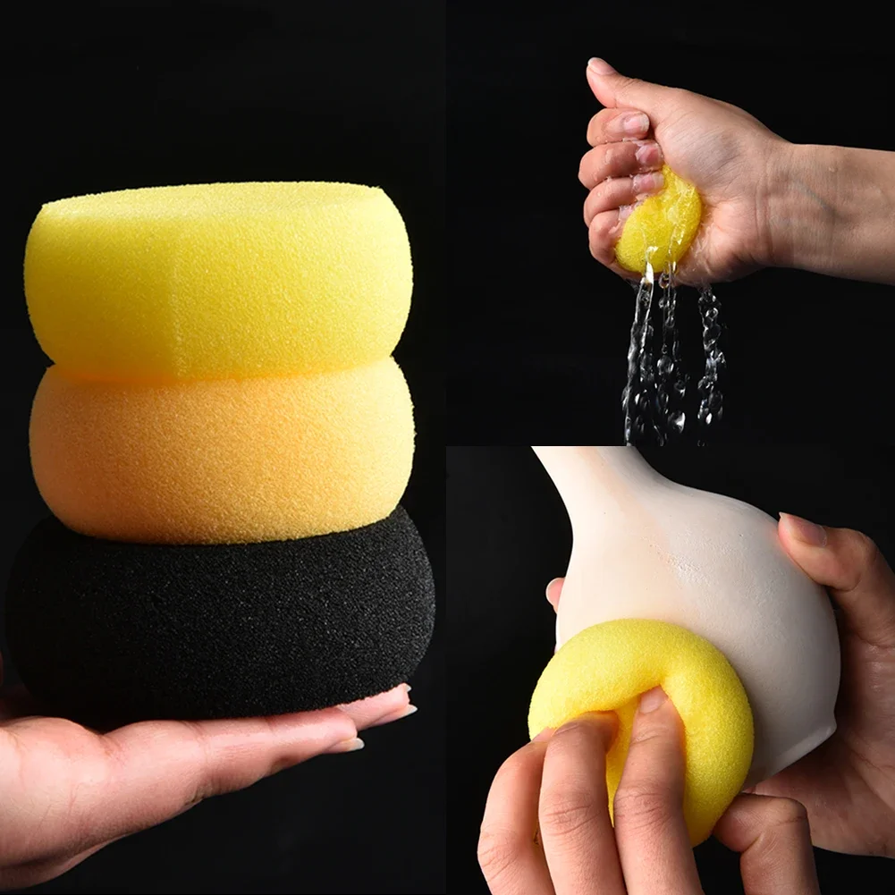 5pcs/set Pottery Round Sponge Water Absorbent Pottery Sculpture Modeling Moisturizing Sponge Coloring Clean Pottery Tools