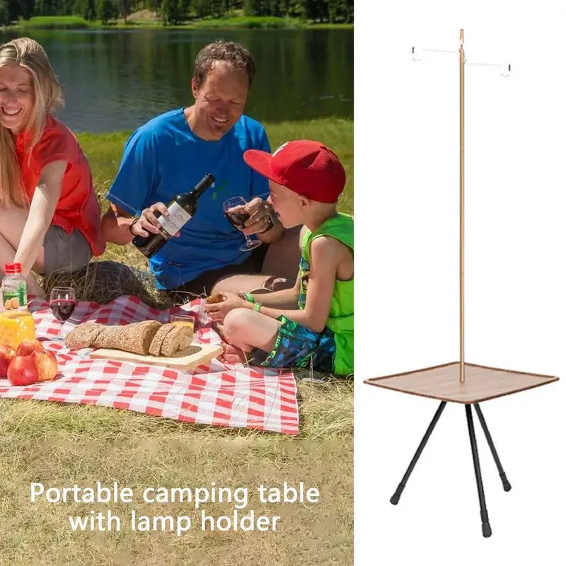 

Portable Camping Table Folding Patio Table Beach Tables With Light Stand Outdoor Small Camp Table For Barbecue Fishing Sketching