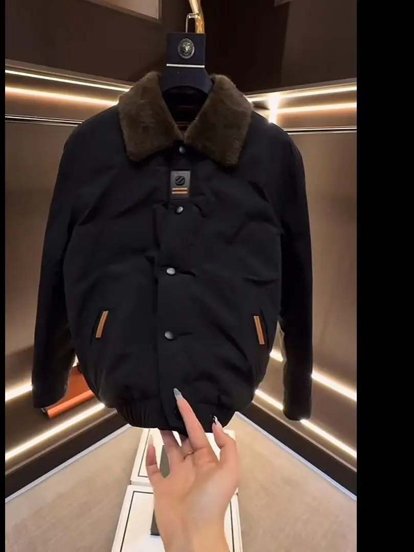 

High-End Men's Jaet with Fur Collar 2026 New Sle Cotton Outerwear Youth Faion Long Sve Warm Casual Coat