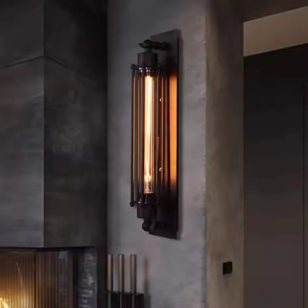 

American Retro Industrial Style Iron Flute Wall Lamp Creative LED Light for Cafe Bar Restaurant Dining Room Wall Lamp