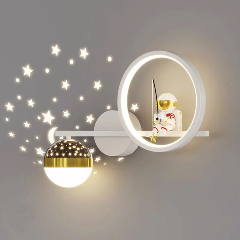 Imagem -02 - Lâmpada de Parede Led Moderna Nórdica para Crianças Luz de Candeeiro Astronauta Kid Room Decoração de Casa Iluminação Viva