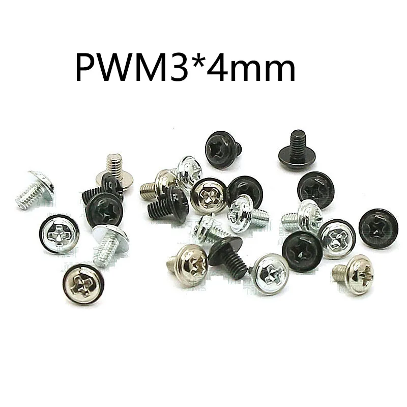 

100Pcs PWM3*4mm Carbon Steel Cross Phillips Recessed Round Head With Washer Collar Machine Screws Bolts
