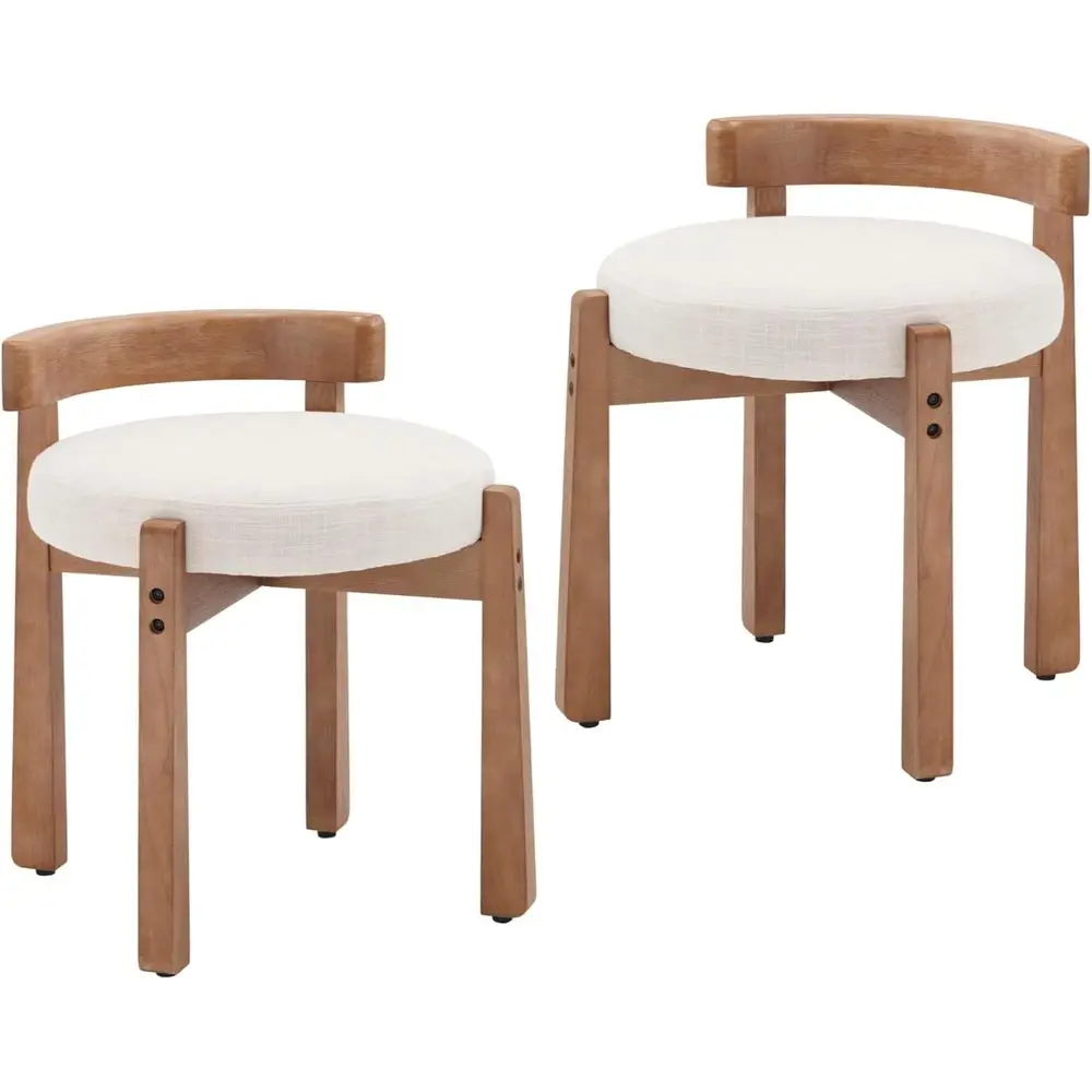 

Маленький мягкий пуфик со спинкой, льняная ткань, деревянные ножки, для гостиной или спальни, 2 шт., бежевый