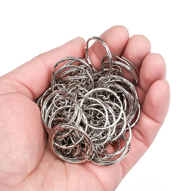 50/100Pcs Silver Plated Blank Keyring Keychain Split Ring Keyfob Key Holder Rings Women Men DIY Key Chain Key Ring Accessories