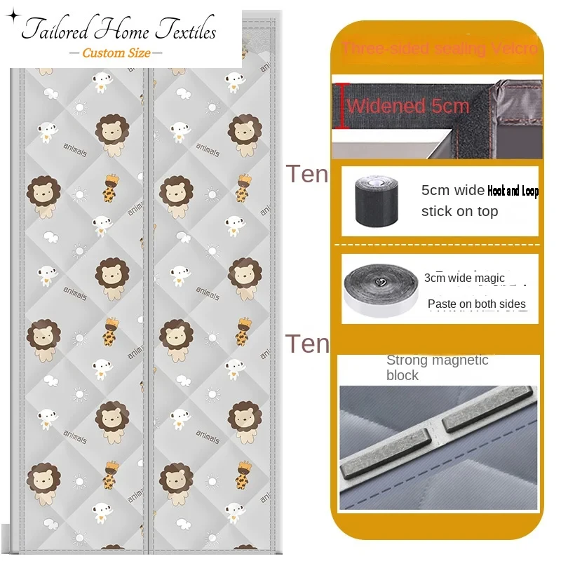 

Custom Size Coldproof Cotton Door Curtains in Winter Warmth Windproof Thick Windproof Self-absorbing Magnetic Suction in Winter