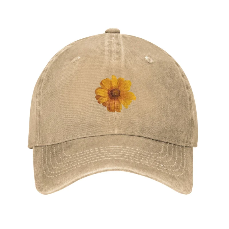 

Men's and Women's Sports Leisure New Fashionable Retro Daisy Art Pattern Gift Adjustable Cowboy Baseball Hat Natural