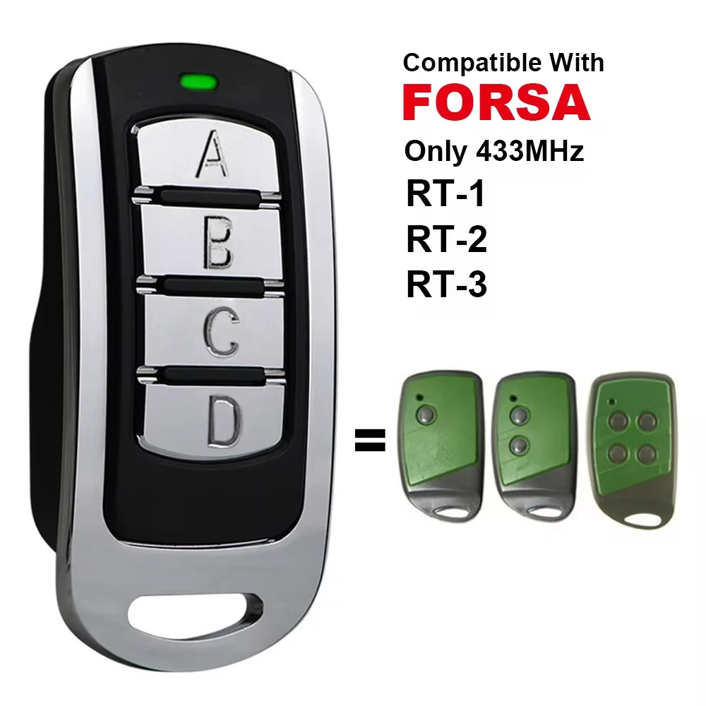 FORSA RT1 RT2 RT4 433MHz Garage Door Remote Control Rolling Code Clone 433.92MHz