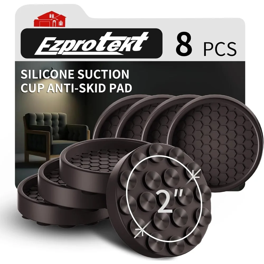 

2 Inch Non Slip Furniture Coasters, 8 PCS Round Rubber Furniture Caster Cups, Anti-Sliding Furniture Pads for Hardwoods Floors B