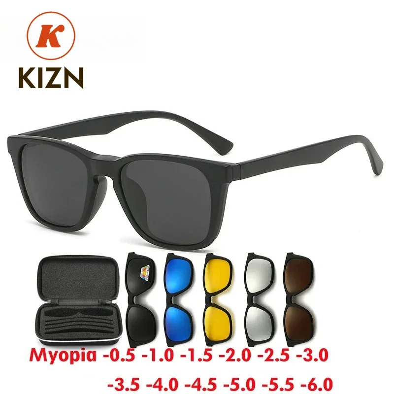 

Очки KIZN 6-в-1: квадратные, для мужчин и женщин, с поляризацией, магнитным креплением, для коррекции зрения (от -0.5 до -10)