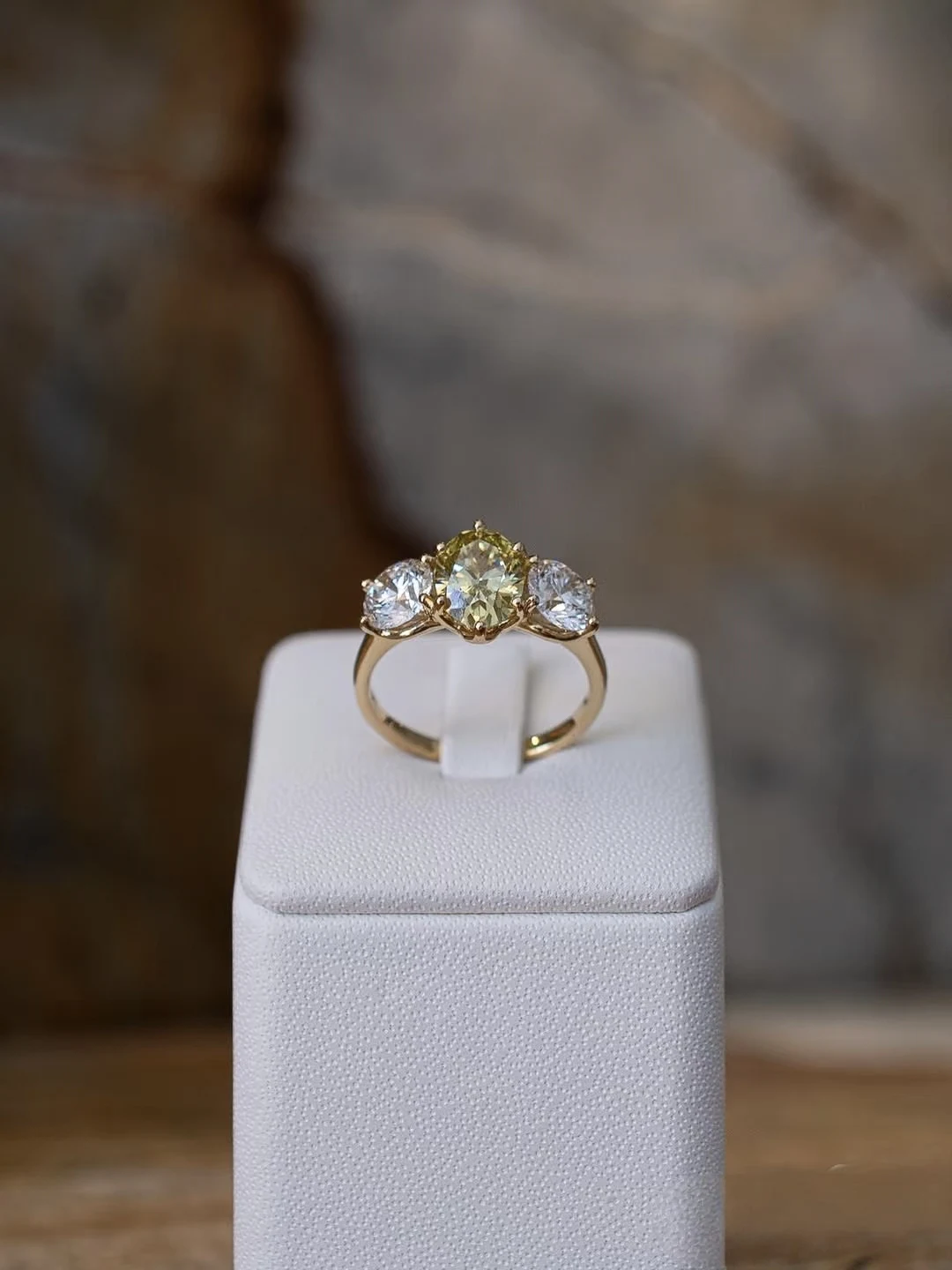 

Designer Champagne Color Cubic Zirconia Ring in S925 Silver or Solid 9K Gold, Custom Engagement Wedding Proposal Gift for Women