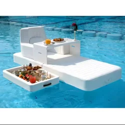 Tumbona flotante de cuero y EVA para piscina, cama de día de lujo, recreación acuática