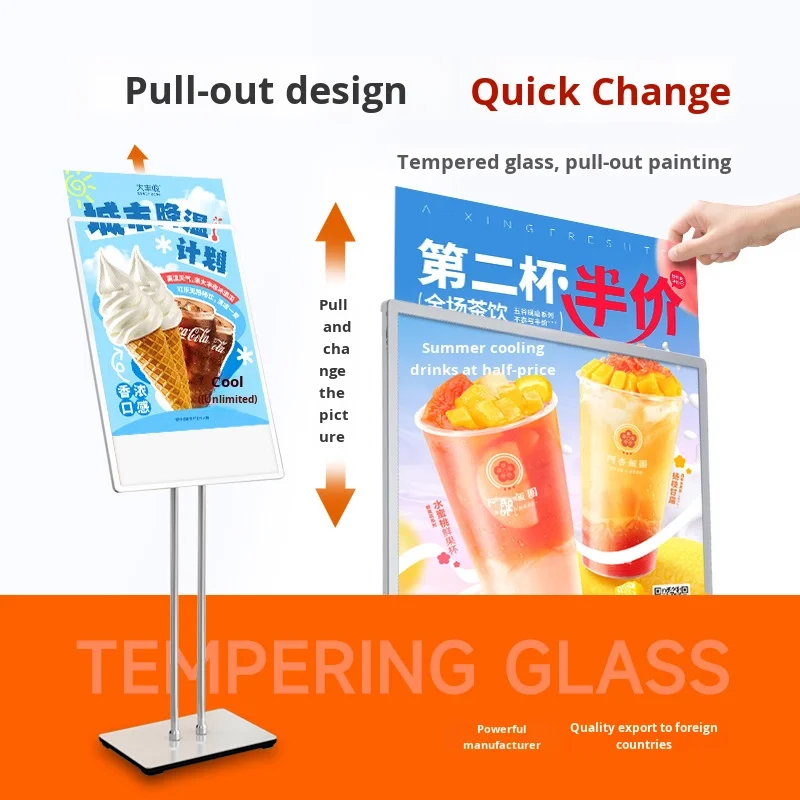 Lighting Sign Display Panel Aluminum Frame Outdoor Floor Type Light Emitting Diode Advertising Trade Display Light Box