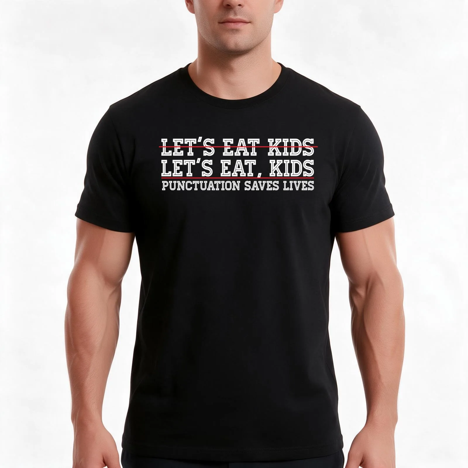 Lets eat kids Funny English grammar lessons punctuation saves lives Great Teacher Gift T-Shirt Summer Casual Cotton Tee