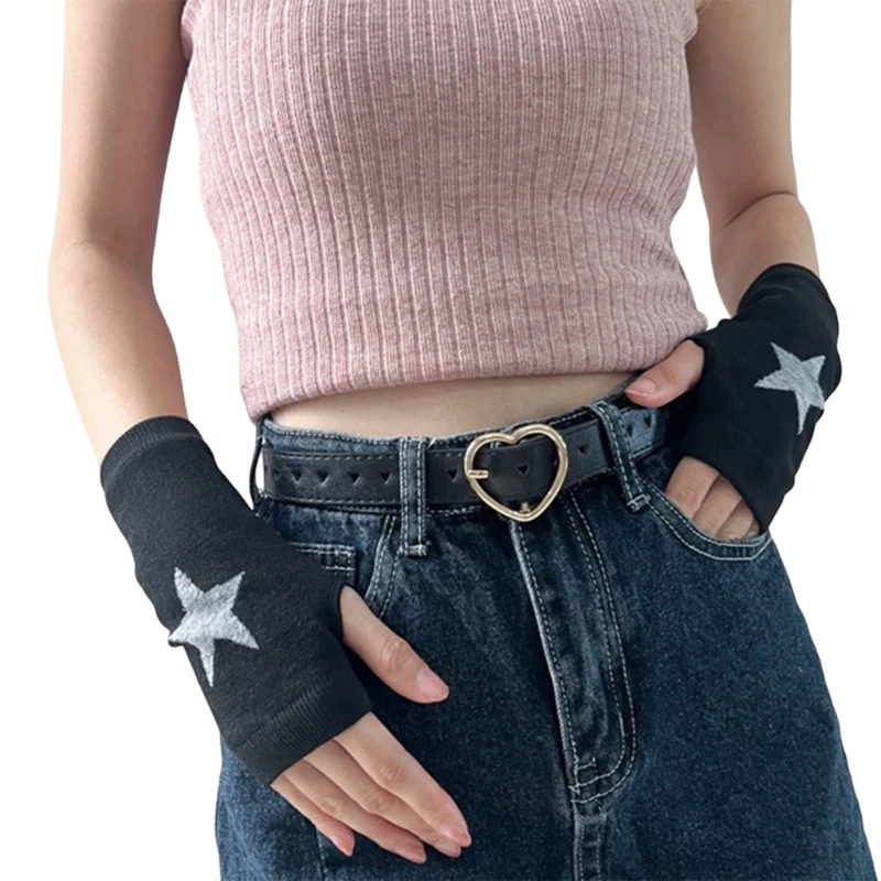 2000s Girl Arm Sleeves for Theme Party Subcultures Gloves Women Knitted Handwear