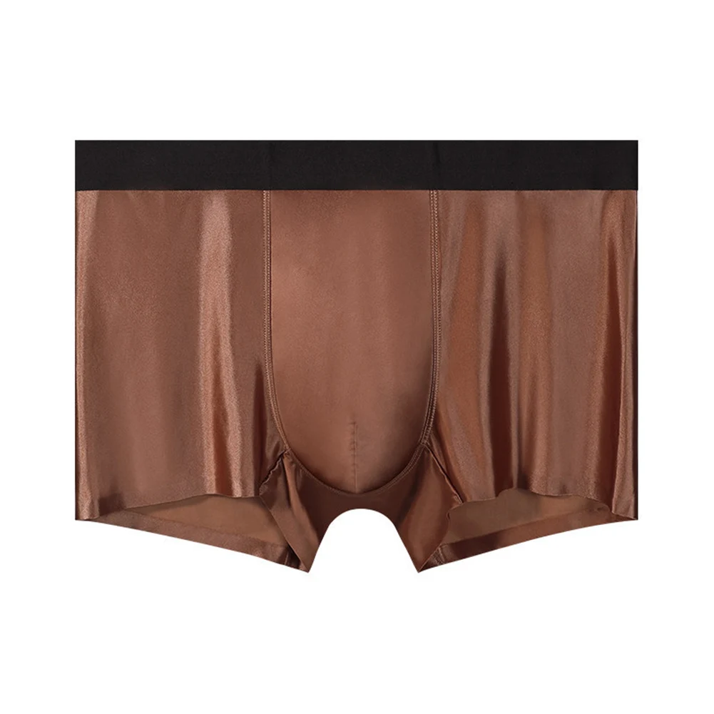 Men Glossy Satin-like Boxer Shorts Sexy Accessories Underwear Ice Silk Bikini Lingeries For Man Seamless U Pouch Men's Panties