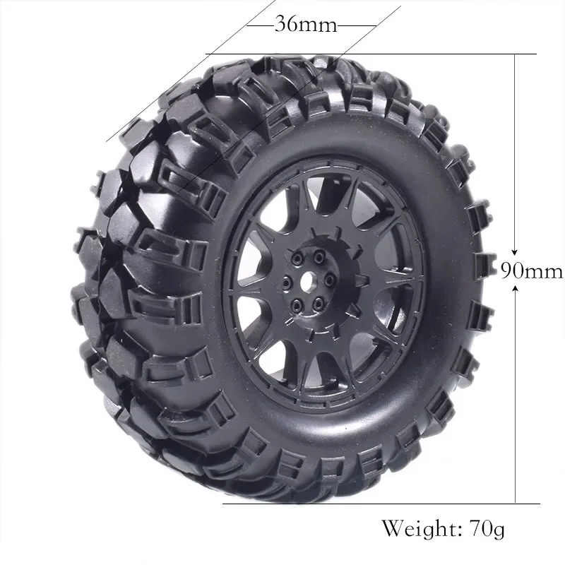 PARA pneus de borracha RC de escalada de 1,9 polegadas e jantes de plástico 4 unidades para MN128 MN86S diâmetro 90 mm