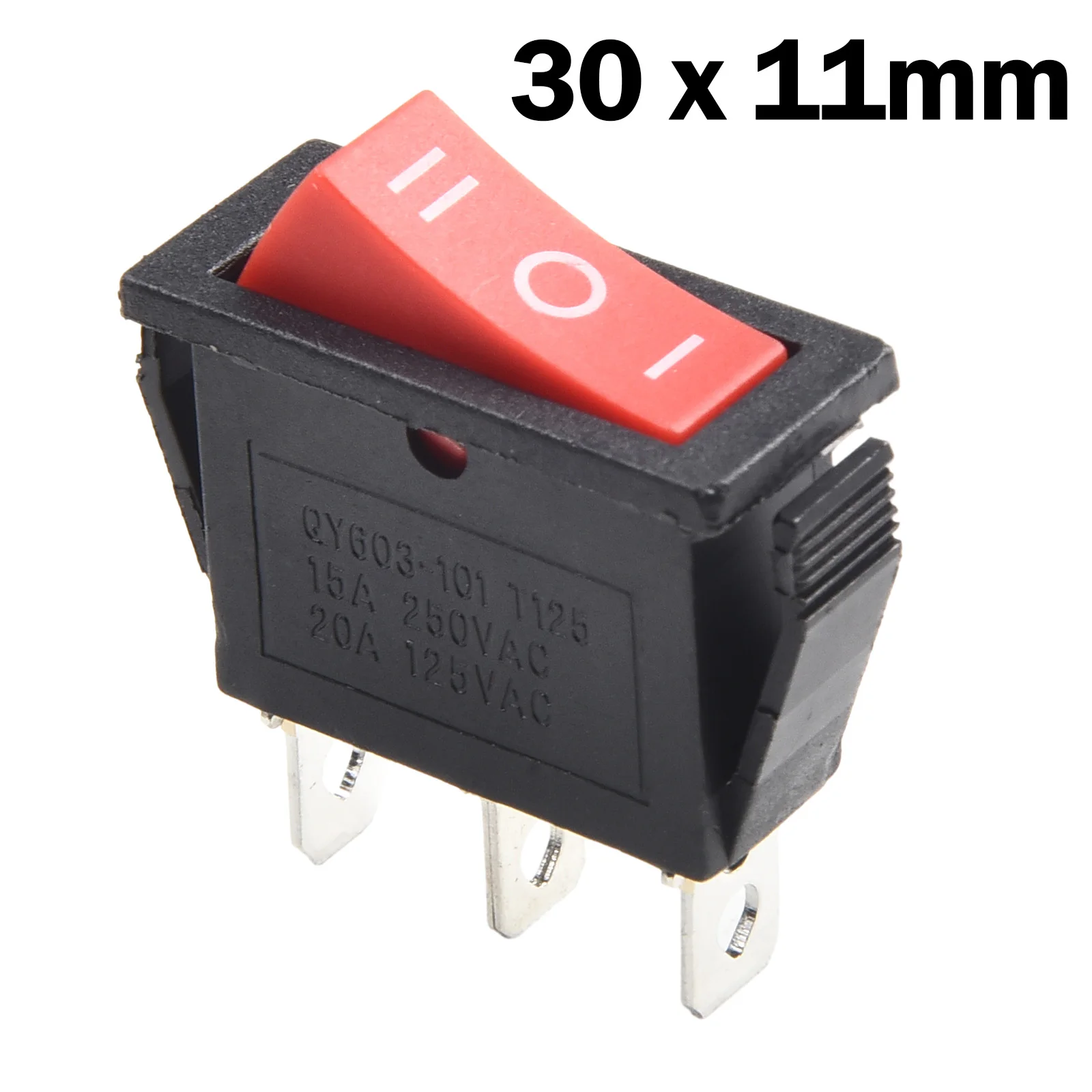 

30x11mm Rocker Switch 15A 250V 20A 125V RED ON-OFF-ON 3 Pin Industrial Accessories Push Button Switch 1PC Replacement Parts