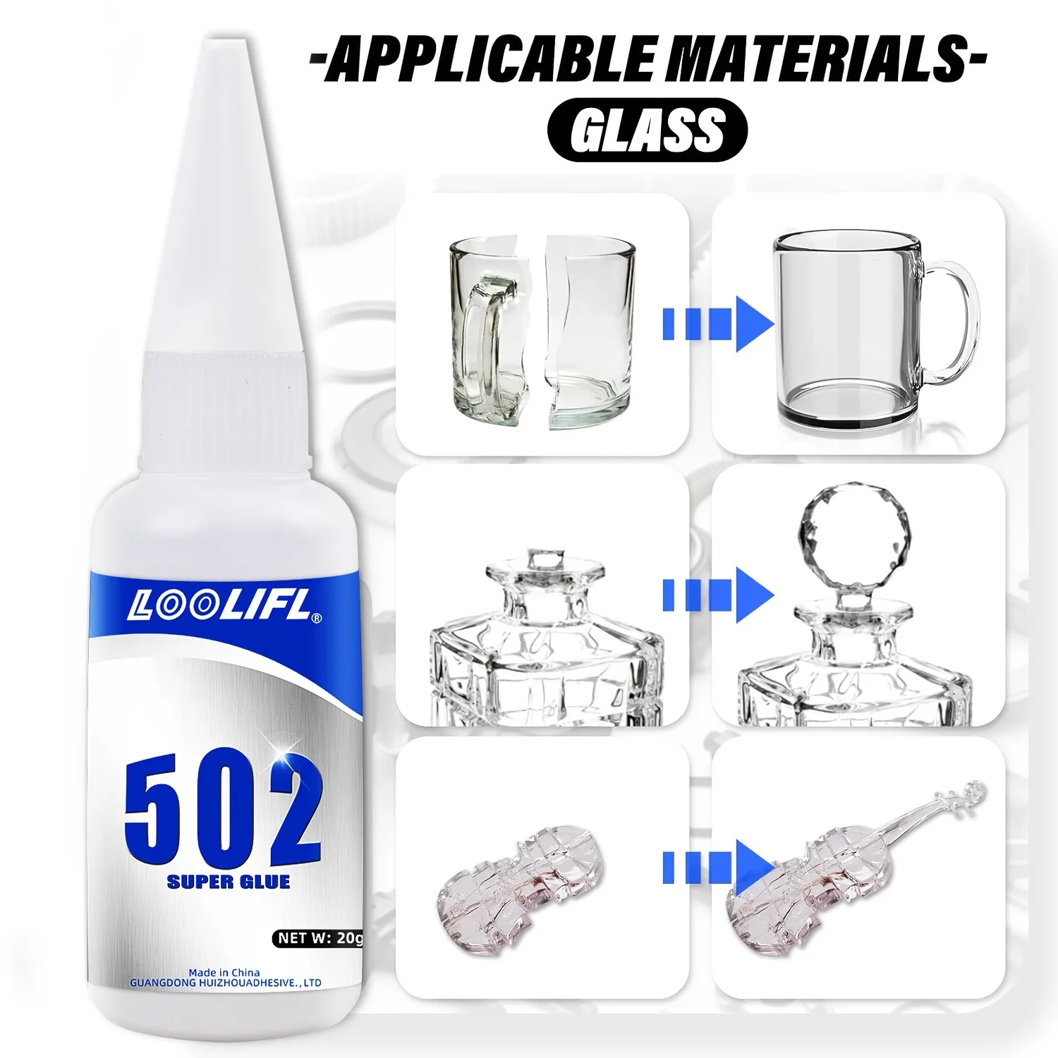 Multi-Purpose 502 Super Glue Instant Dry Strong Bonding Glue for Glass Ceramic Crystal Craft Repair