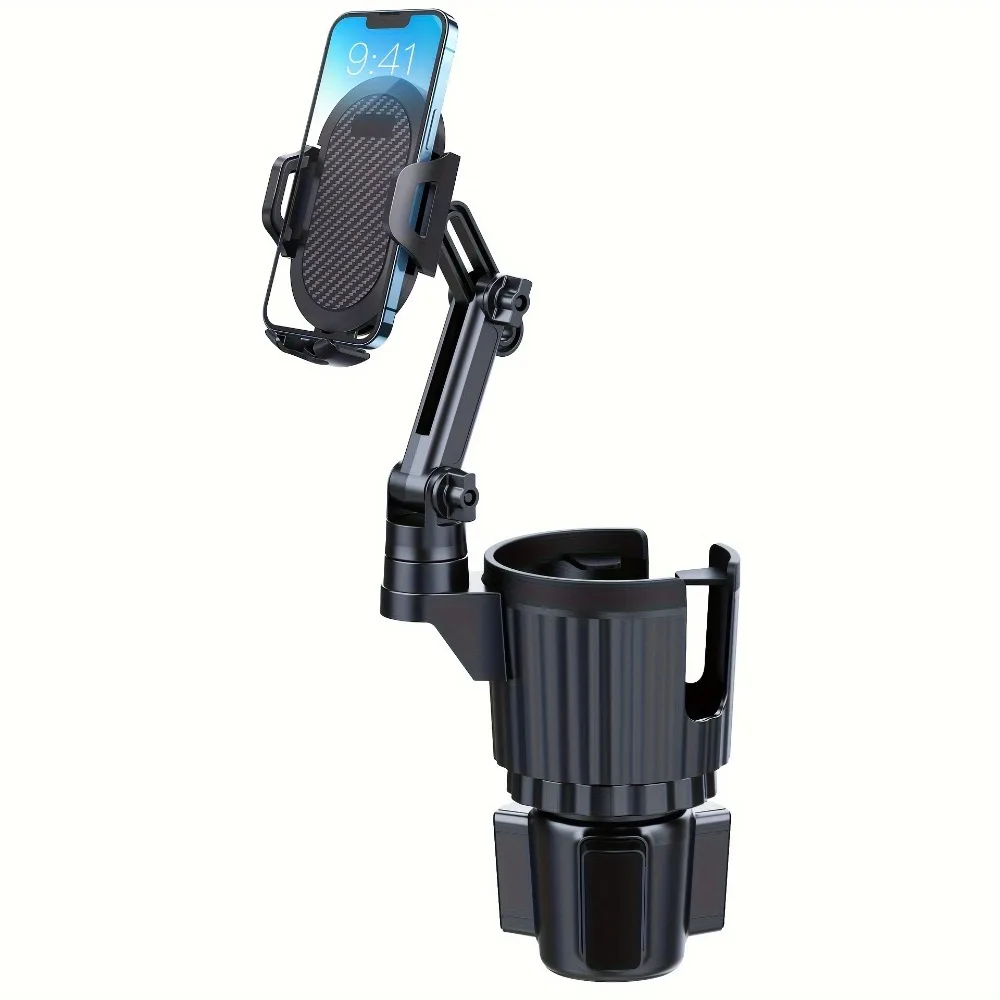 2-in-1 Car Cup Phone Mount with Adjustable Base 360-Degree R